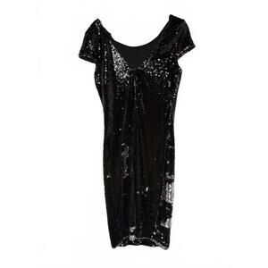 Renn Reversible Flip-Sequin Bodycon Cocktail Dress Black Sz Medium